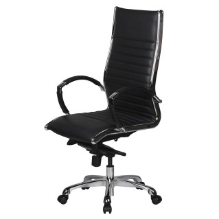 Silla de oficina BAVIERA, estructura cromada, cuero negro 2