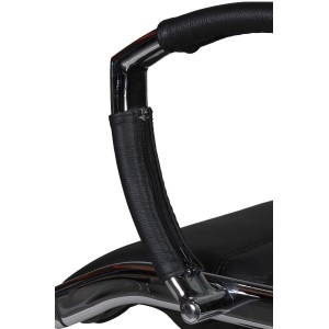 Silla de oficina BAVIERA, estructura cromada, cuero negro