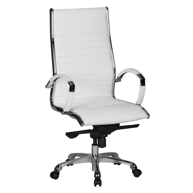Silla de oficina BAVIERA, estructura cromada, cuero negro