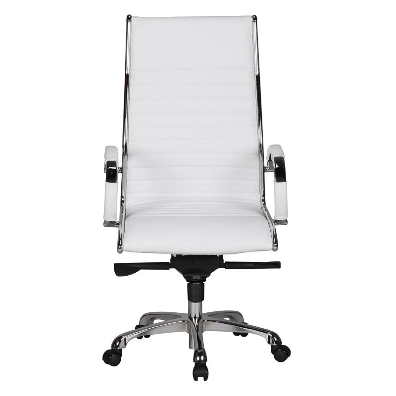 Silla de oficina BAVIERA, estructura cromada, cuero negro
