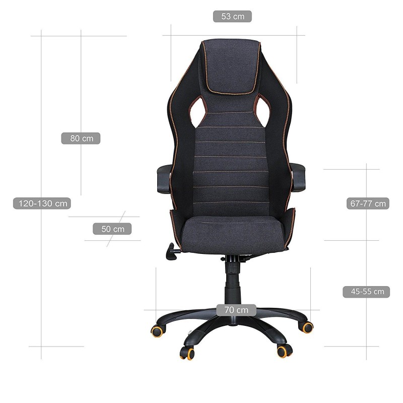 Silla Gaming DAKAR PRO, con Costuras, en Tela Negra y Gris