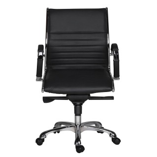 Silla de oficina BAVIERA 10, estructura cromada, cuero negro 2