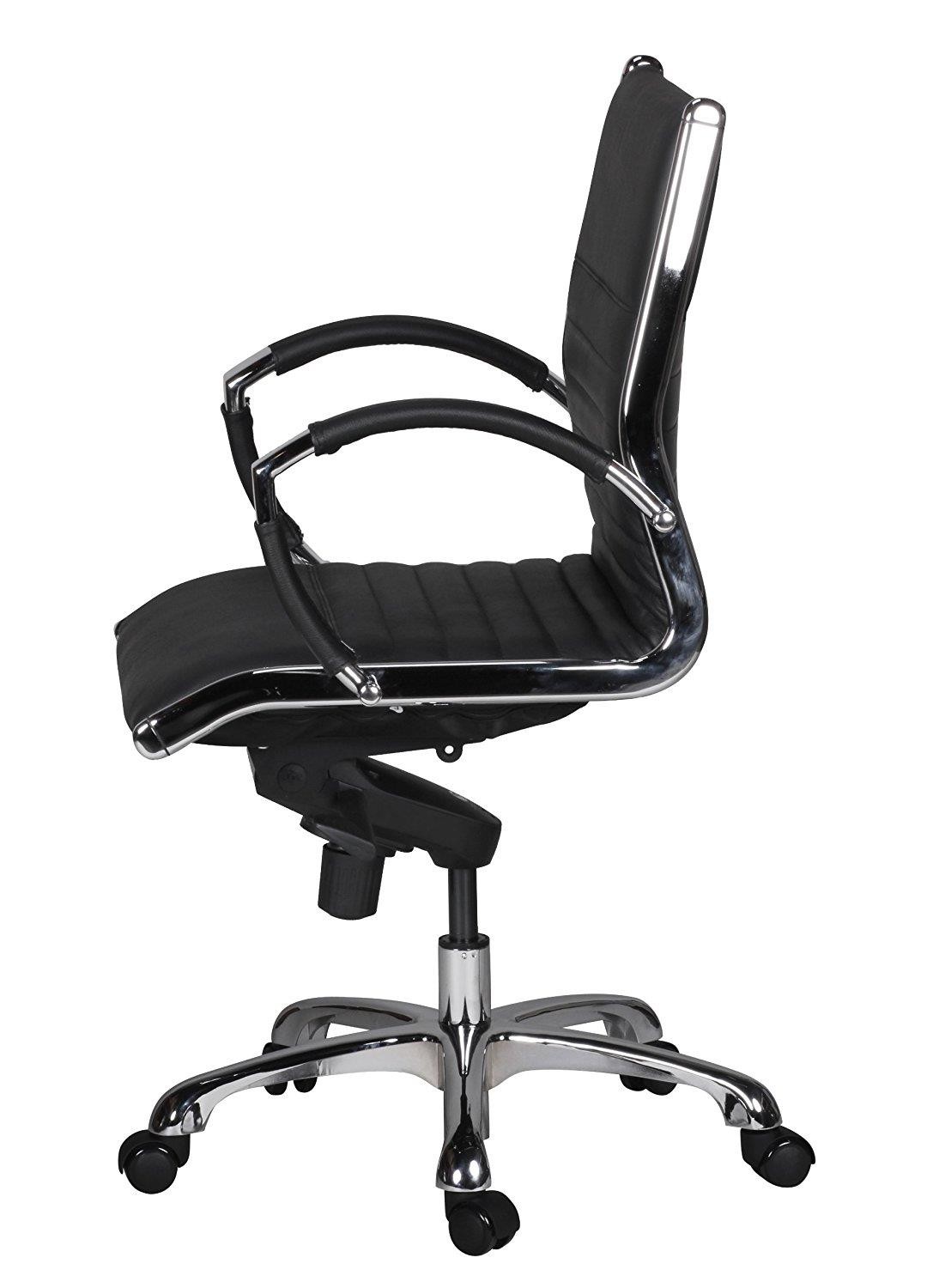 Silla de Oficina BAVIERA 10, Estructura Cromada, Muy Elegante, En Cuero Negro