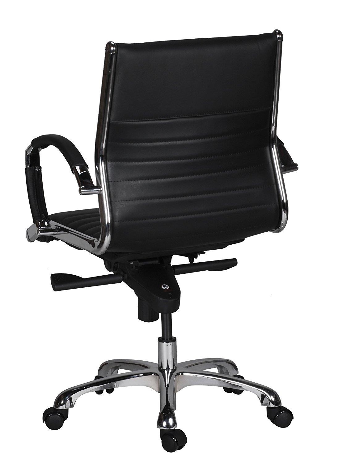 Silla de Oficina BAVIERA 10, Estructura Cromada, Muy Elegante, En Cuero Negro