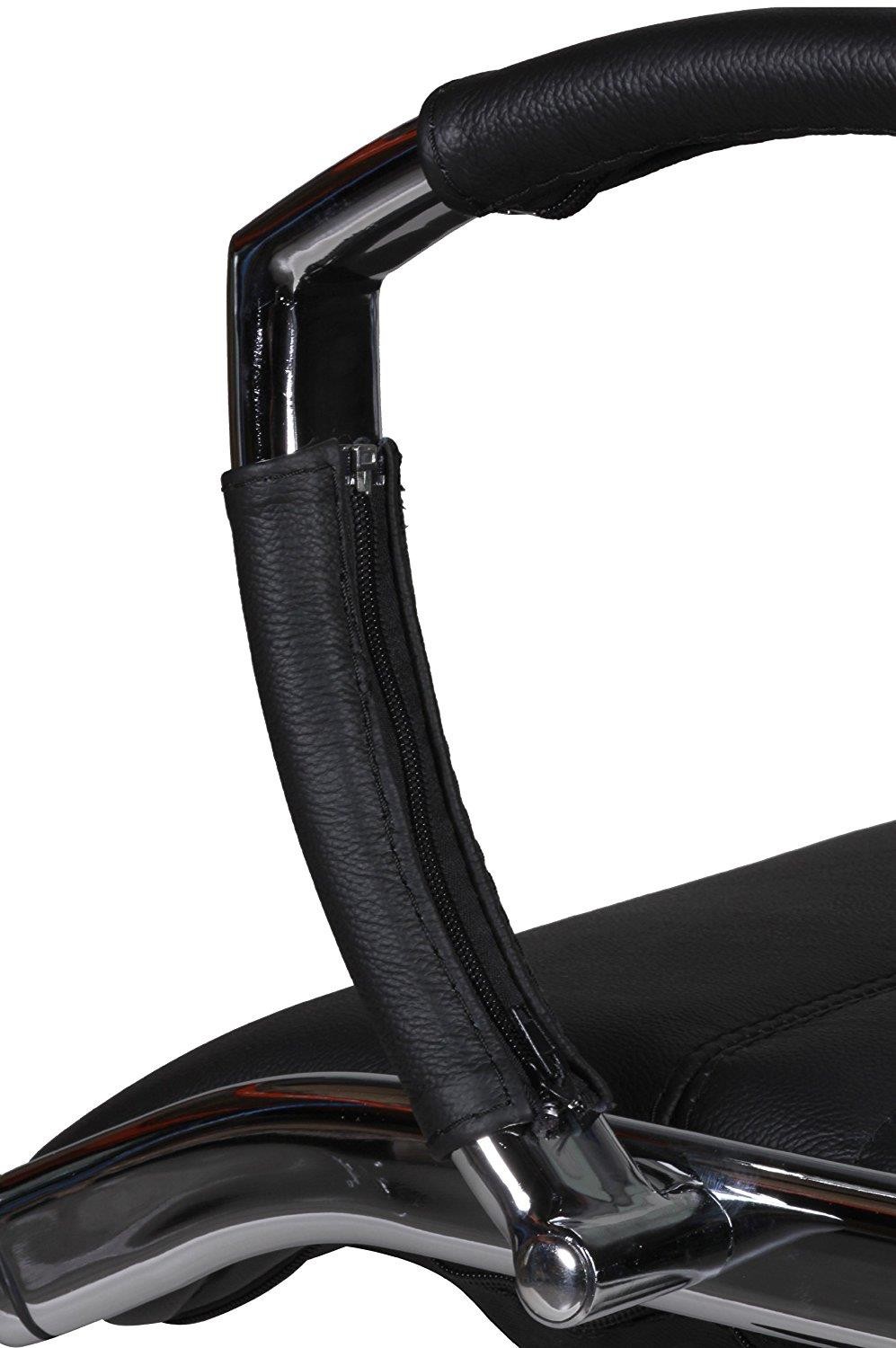 Silla de Oficina BAVIERA 10, Estructura Cromada, Muy Elegante, En Cuero Negro
