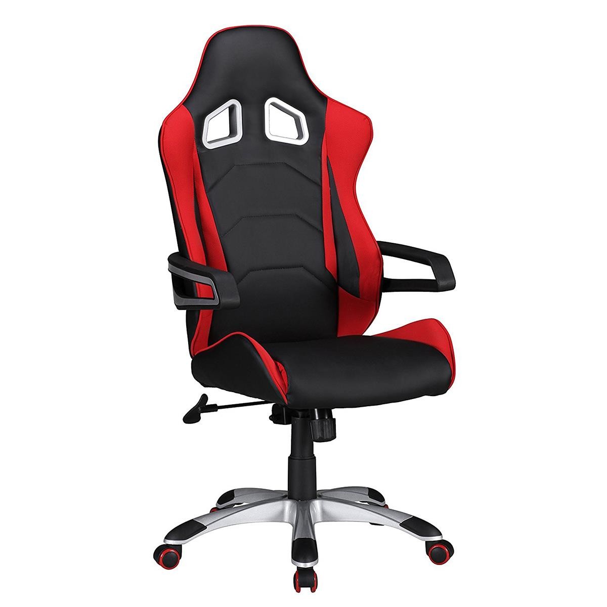 Silla Gaming GUBEN, Diseño Deportivo muy Moderno, Uso Profesional, En Tela color Rojo y Negro