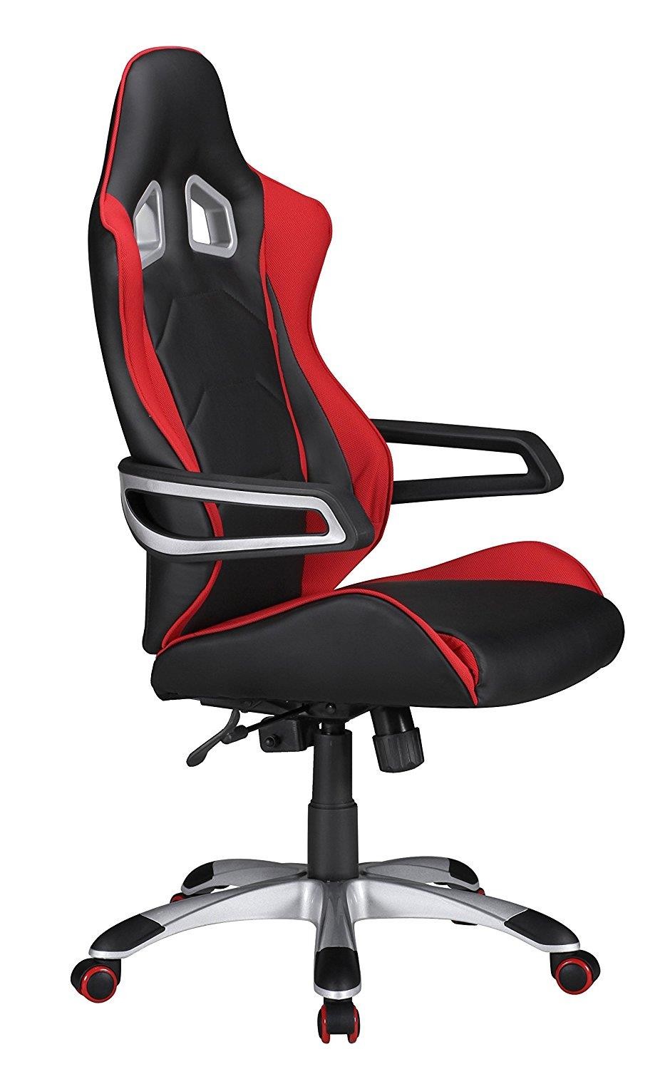 Silla Gaming GUBEN, Diseño Deportivo muy Moderno, Uso Profesional, En Tela color Rojo y Negro