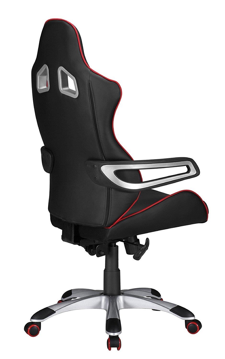 Silla Gaming GUBEN, Diseño Deportivo muy Moderno, Uso Profesional, En Tela color Rojo y Negro