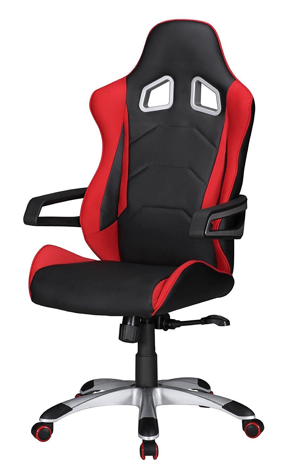 Silla Gaming GUBEN, Diseño Deportivo muy Moderno, Uso Profesional, En Tela color Rojo y Negro
