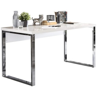Mesa de oficina ANISA, Estructura Metálica y Madera color Blanco