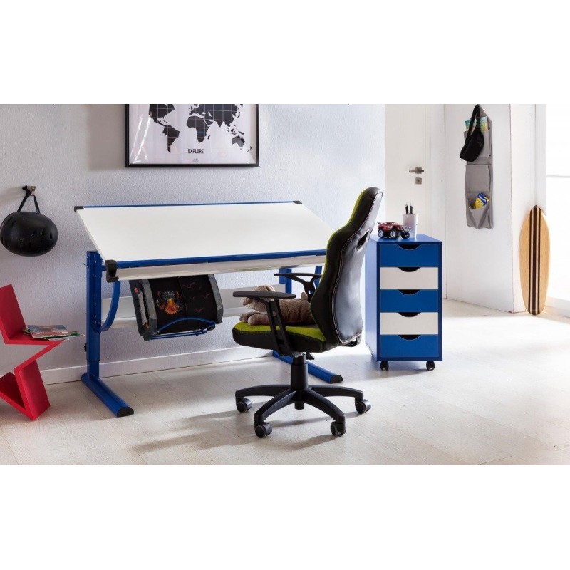 Silla Para Niños GUBENY, diseño deportivo, gris y verde