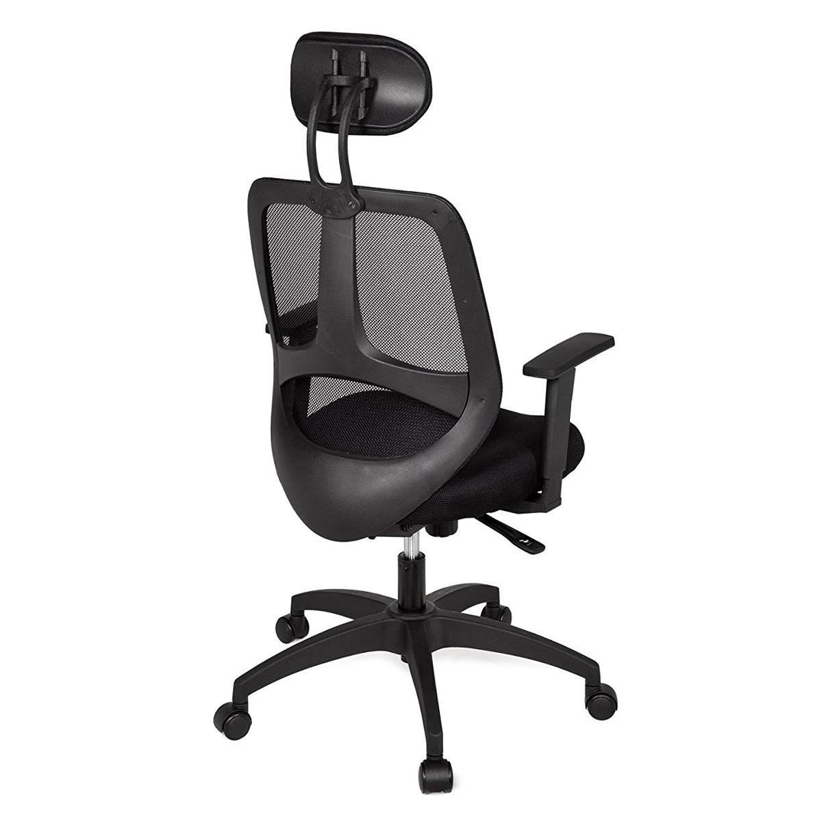 Silla Ergonómica FLORENCIA, Apoyabrazos Regulables, Reposacabezas Regulable, en Malla transpirable color Negro