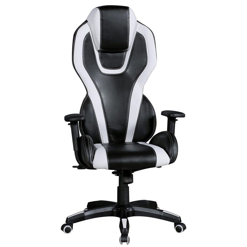 Silla de Ordenador Gaming LANDAU, Reposabrazos Ajustables, En Piel color Azul y Negro