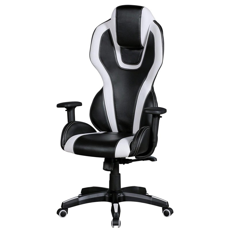 Silla de Ordenador Gaming LANDAU, Reposabrazos Ajustables, En Piel color Azul y Negro