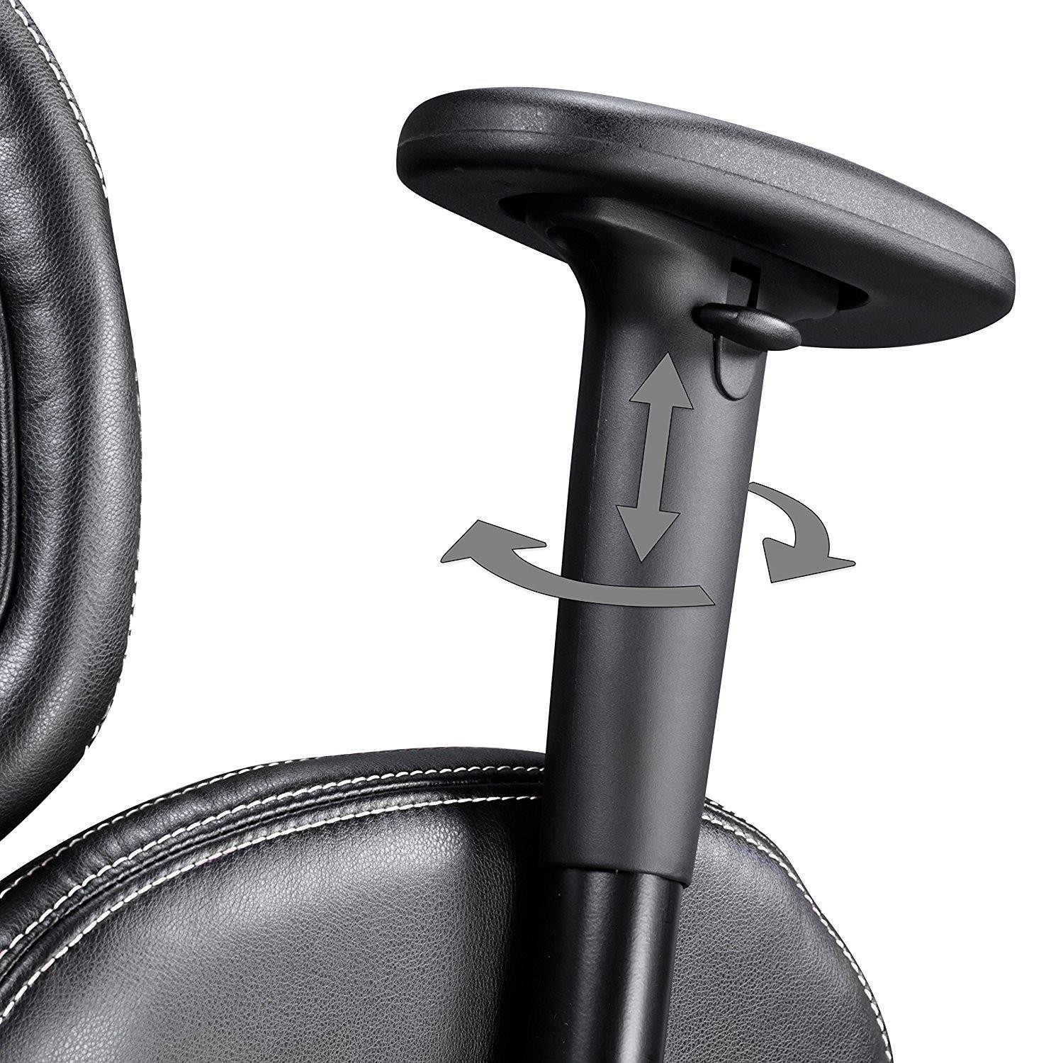 Silla de Ordenador Gaming LANDAU, Reposabrazos Ajustables, En Piel color Azul y Negro