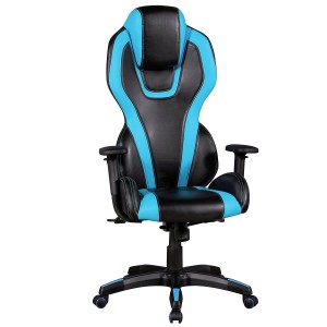 Silla de Ordenador Gaming LANDAU, Reposabrazos Ajustables, En Piel color Azul y Negro