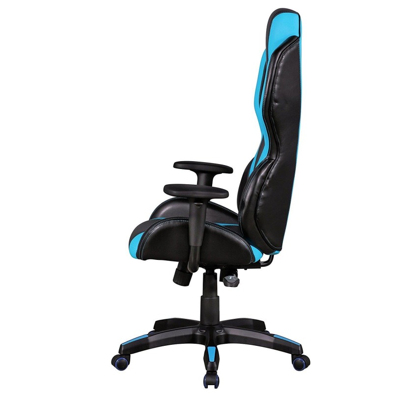 Silla de Ordenador Gaming LANDAU, Reposabrazos Ajustables, En Piel color Azul y Negro