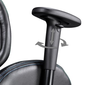Silla de Ordenador Gaming LANDAU, Reposabrazos Ajustables, En Piel color Azul y Negro