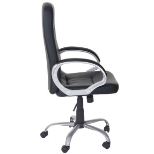 Sillón de oficina WILSON, Gran Acolchado, Tapizado en Piel, color Negro