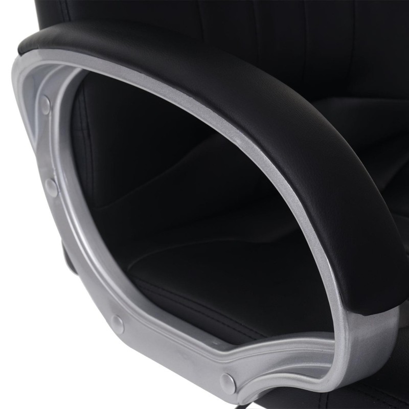 Sillón de oficina WILSON, Gran Acolchado, Tapizado en Piel, color Negro