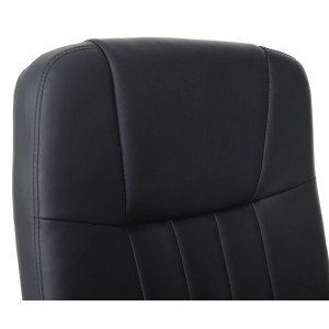 Sillón de oficina WILSON, Gran Acolchado, Tapizado en Piel, color Negro