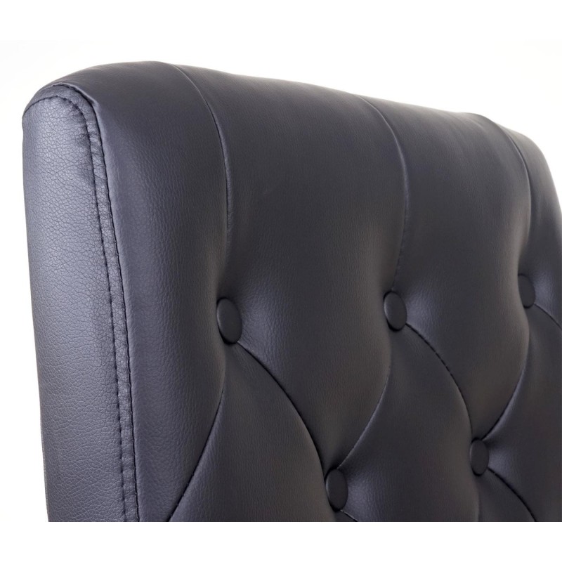 Silla de Oficina POLAK estilo Chester con Capitoné, Gran Acolchado, en Piel Negra