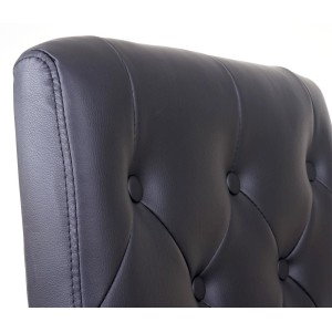 Silla de Oficina POLAK estilo Chester con Capitoné, Gran Acolchado, en Piel Negra