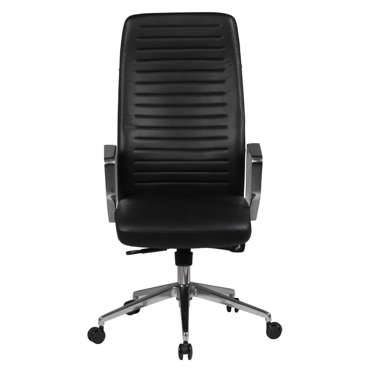 Sillón de Oficina SULZA, Diseño Exclusivo, Gran Acolchado, en Piel Natural color Negro