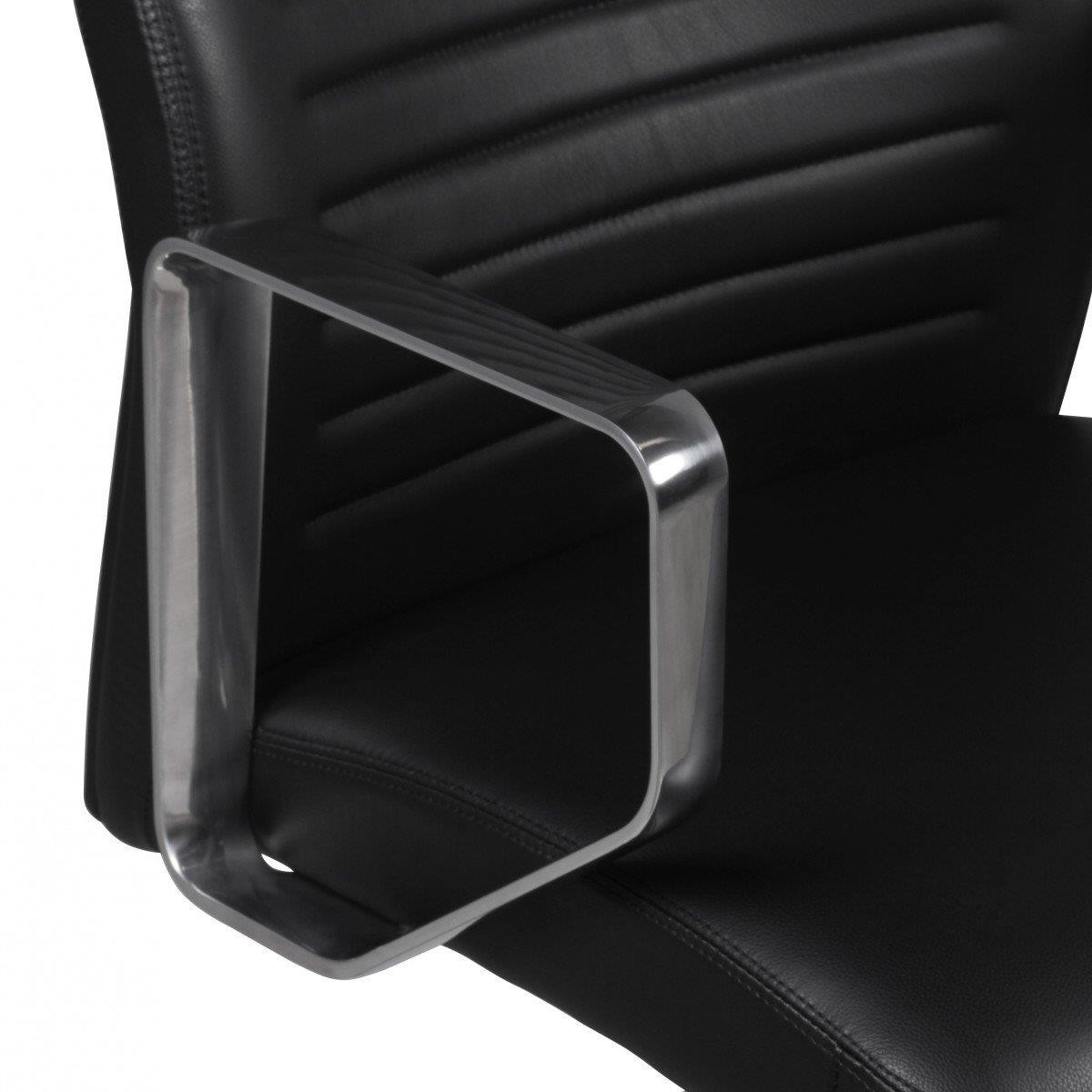 Sillón de Oficina SULZA, Diseño Exclusivo, Gran Acolchado, en Piel Natural color Negro
