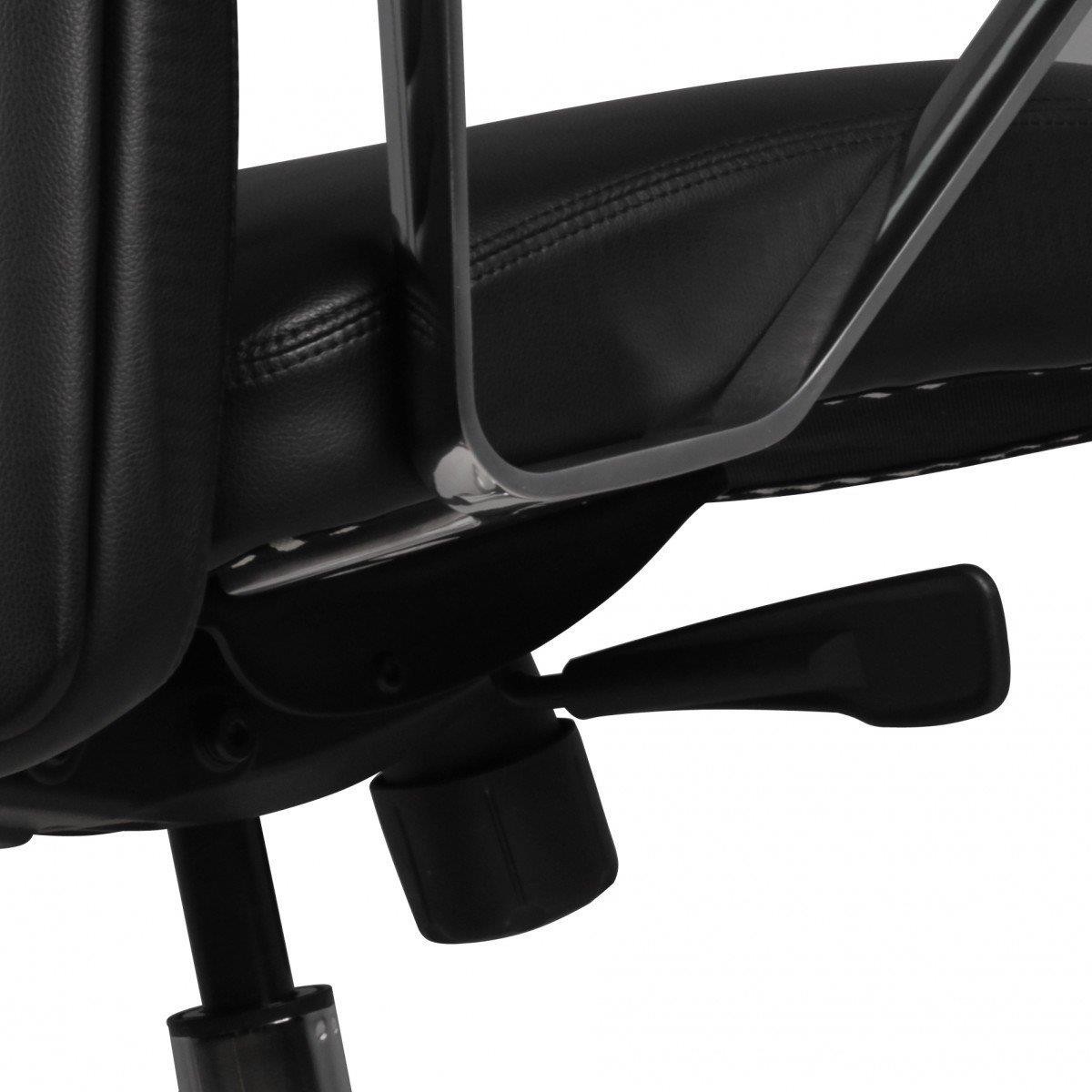 Sillón de Oficina SULZA, Diseño Exclusivo, Gran Acolchado, en Piel Natural color Negro