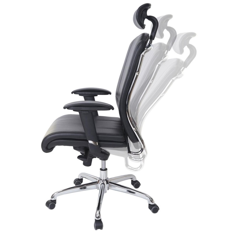 Silla Ergonómica LAKRON, con Sistema Basculante, en Piel Negra
