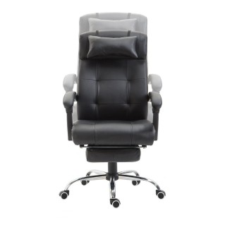 Sillón de Oficina ITON, Reposapiés Extensible, Grueso Acolchado, en Piel, color Negro 2