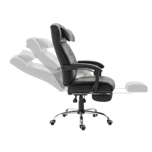 Sillón de Oficina ITON, Reposapiés Extensible, Grueso Acolchado, en Piel, color Negro