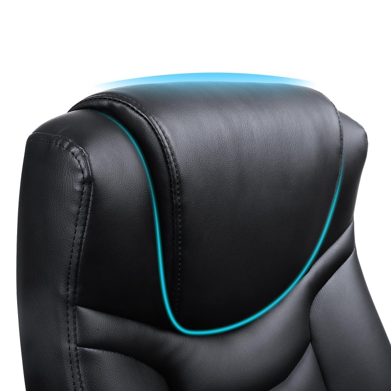 Silla de oficina ASLAN, gran acolchado, en piel negra