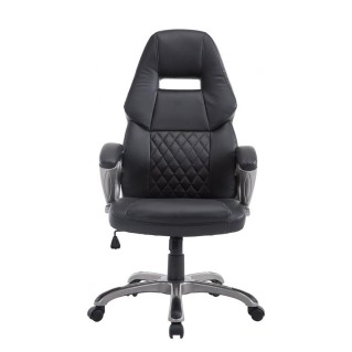 Silla de oficina Morin, gran acolchado, en piel negra 2