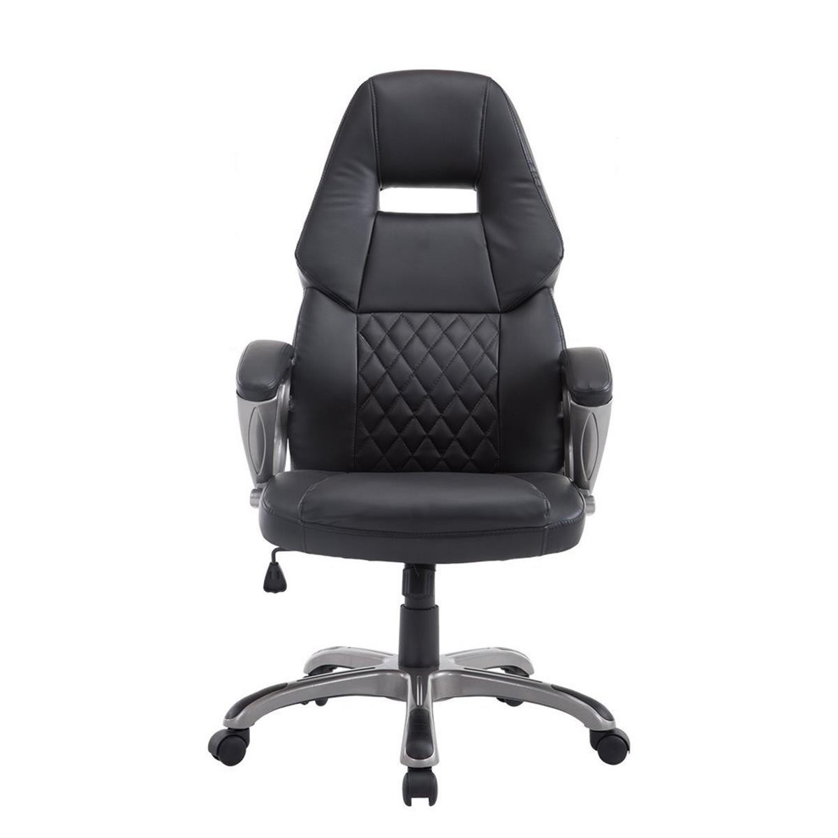 Silla de Oficina MORIN, Reclinable, Estilo Deportivo, en Piel color Negro