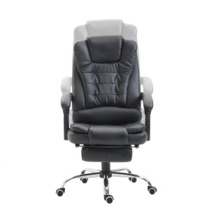 Silla de oficina VESLE con reposapiés, piel negra 2