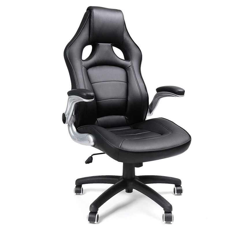Silla de oficina BLACKY, gran acolchado, en piel negra