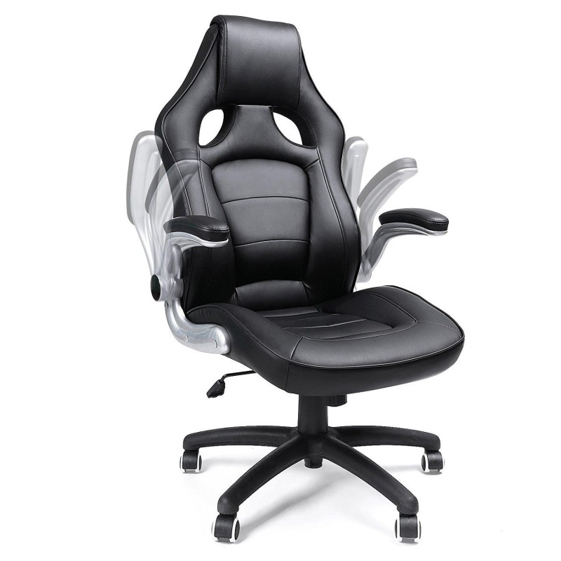 Silla de oficina BLACKY, gran acolchado, en piel negra