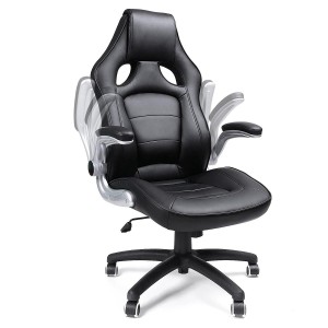 Silla de oficina BLACKY, gran acolchado, en piel negra