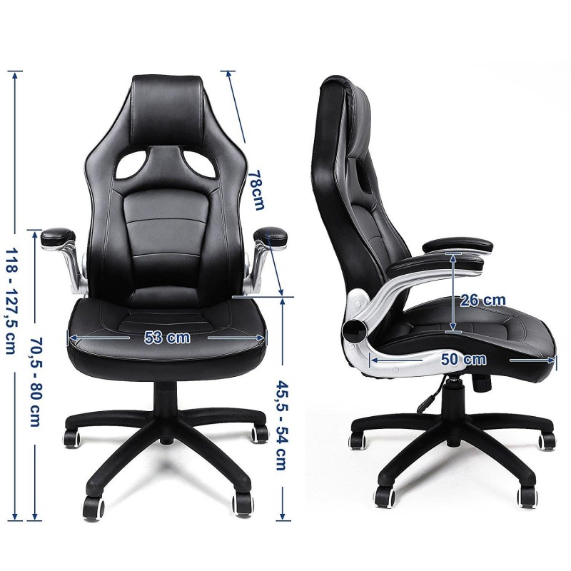 Silla de oficina BLACKY, gran acolchado, en piel negra