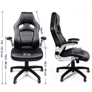 Silla de oficina BLACKY, gran acolchado, en piel negra
