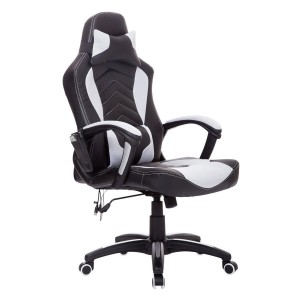 Silla Gaming CURE, Calefacción y Masaje, en Malla y piel color Blanco Y Negro