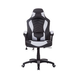 Silla Gaming CURE, Calefacción y Masaje, en Malla y piel color Blanco Y Negro