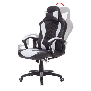 Silla Gaming CURE, Calefacción y Masaje, en Malla y piel color Blanco Y Negro 2