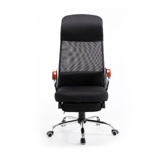 Silla de Oficina ARNON, Reposapiés Extensible, Brazos de Madera, En Malla color Negro 2