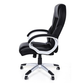 Silla de oficina DYLAN, gran acolchado, en malla transpirable y piel negra 2