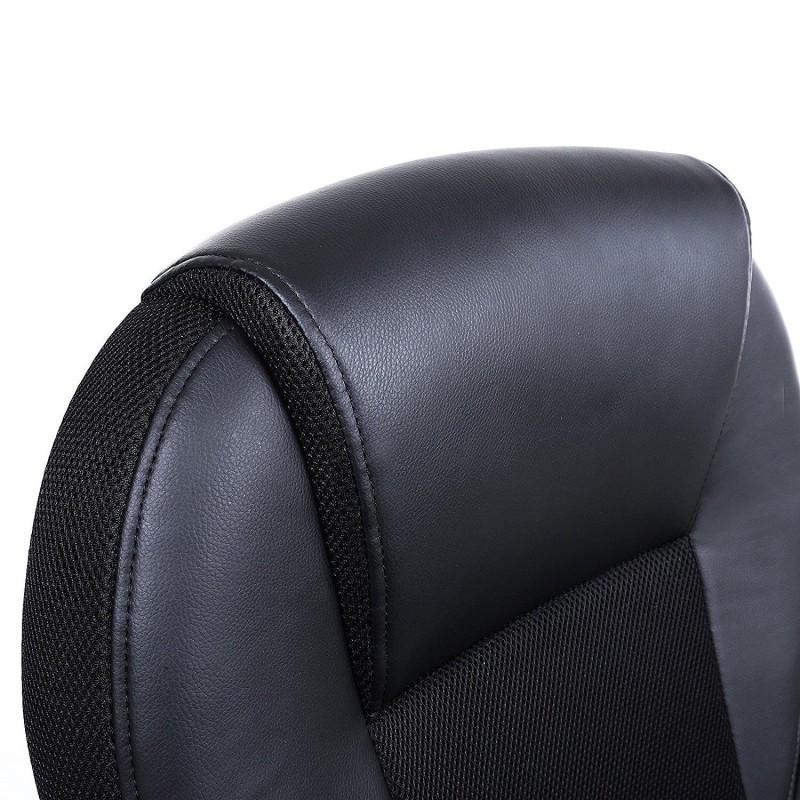 Silla de oficina DYLAN, gran acolchado, en malla transpirable y piel negra