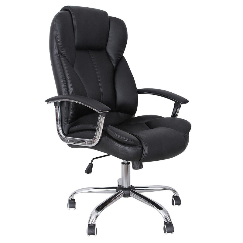 Sillón de oficina DUQUE, gran acolchado, en piel negra