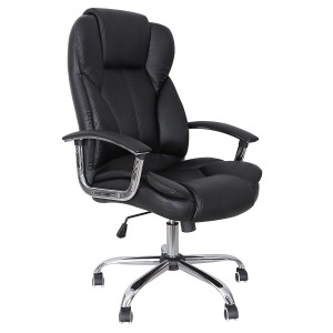 Sillón de oficina DUQUE, gran acolchado, en piel negra